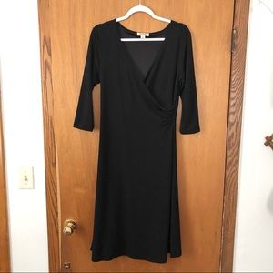 Talbots Black V-neck Faux Wrap Neck Midi/Maxi length